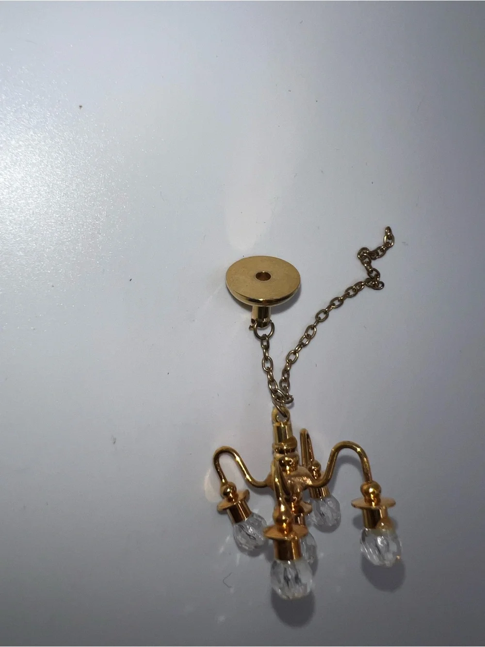 Miniature dollhouse gold-toned chandelier
