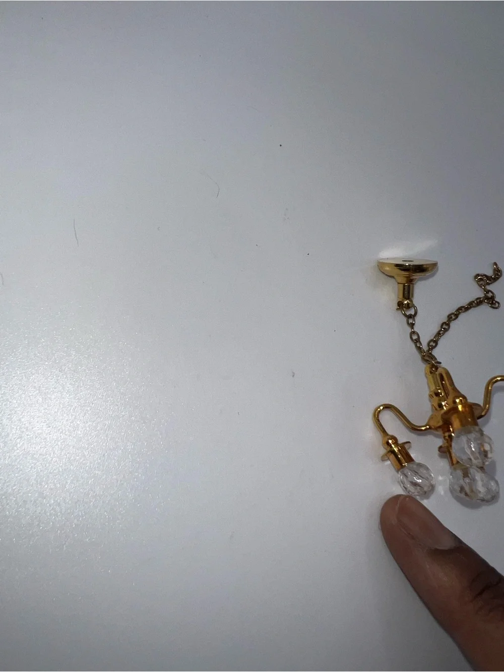 Miniature dollhouse gold-toned chandelier