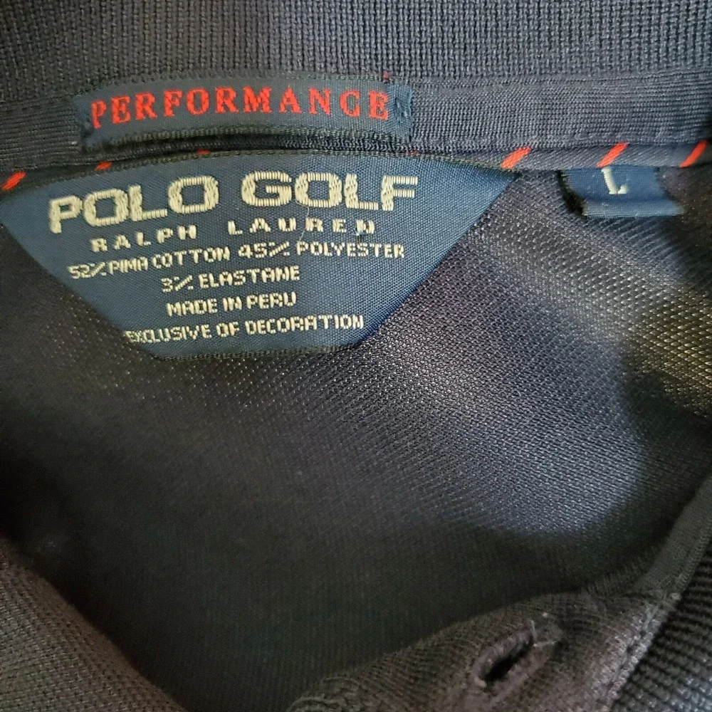Ralph Lauren Golf Sport Performance Blue Polo Short Sleeve‎ Mens Large Spell-Out
