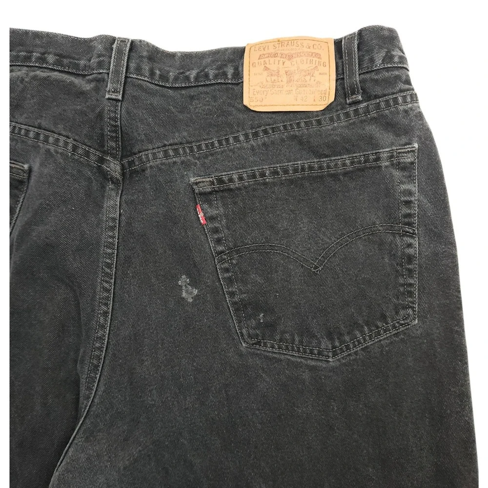 Vintage Y2K 90s Levis 550 Relaxed Fit Jeans 40x29 Faded Black Denim
