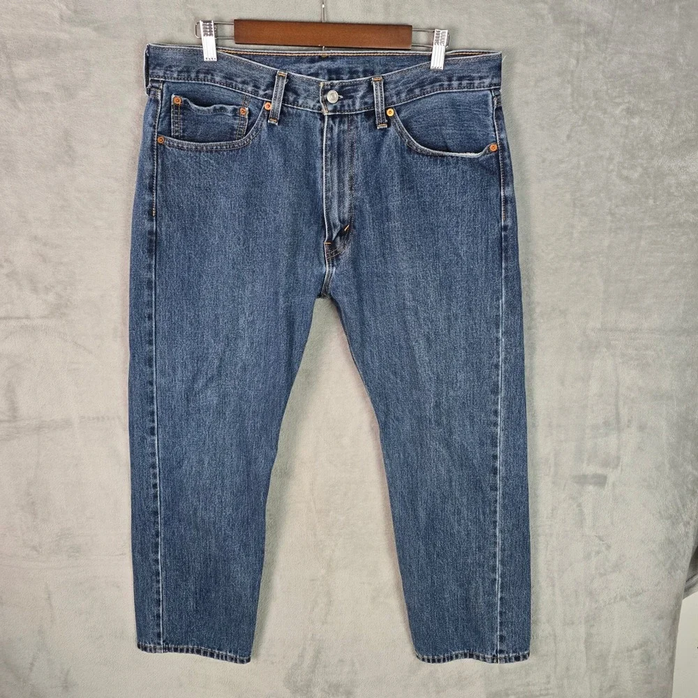 Levis 505 Regular Fit Straight Leg Jeans Mens 36x29 Medium‎ Wash Blue Denim
