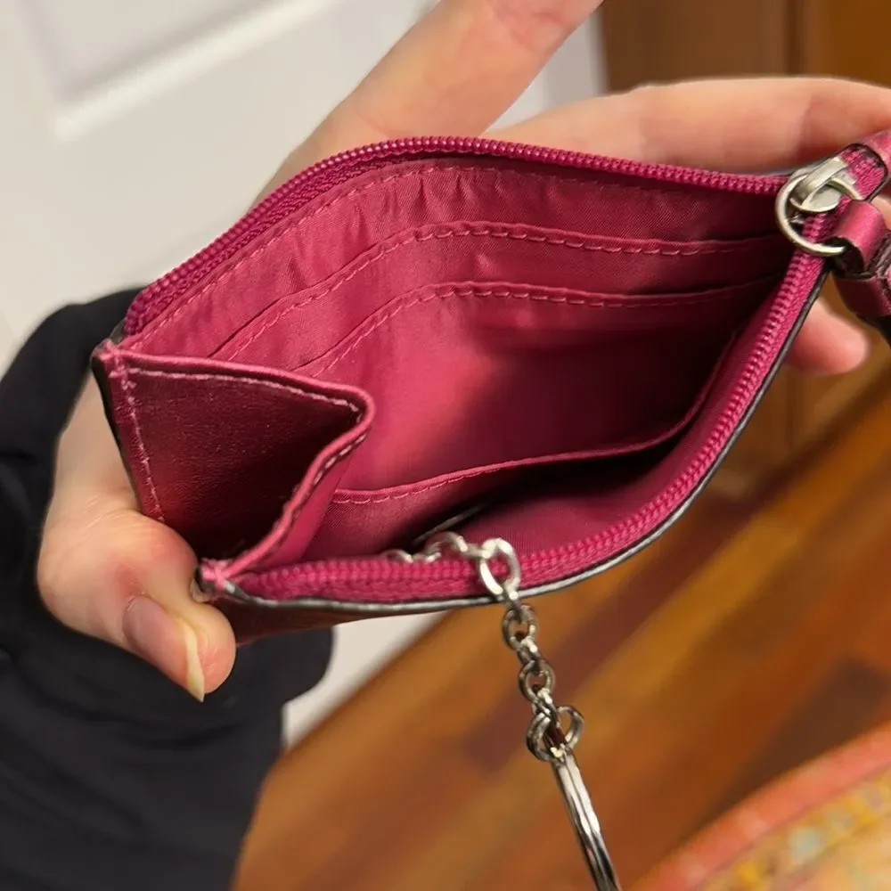 COACH LEATHER CARD CASE WALLET PINK FUCHSIA METALLIC 2009 TASSEL SLG VHTF VGUC