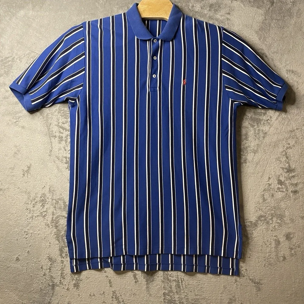 Polo by Ralph‎ Lauren Men's XL  Polo Shirt Blue W White Striped Collared SS