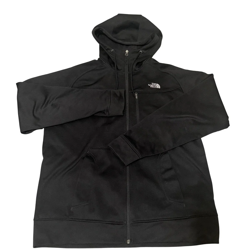 The North Face Mens Black Full Zip Hoodie Jacket‎ Large Polyester Tech Fleece