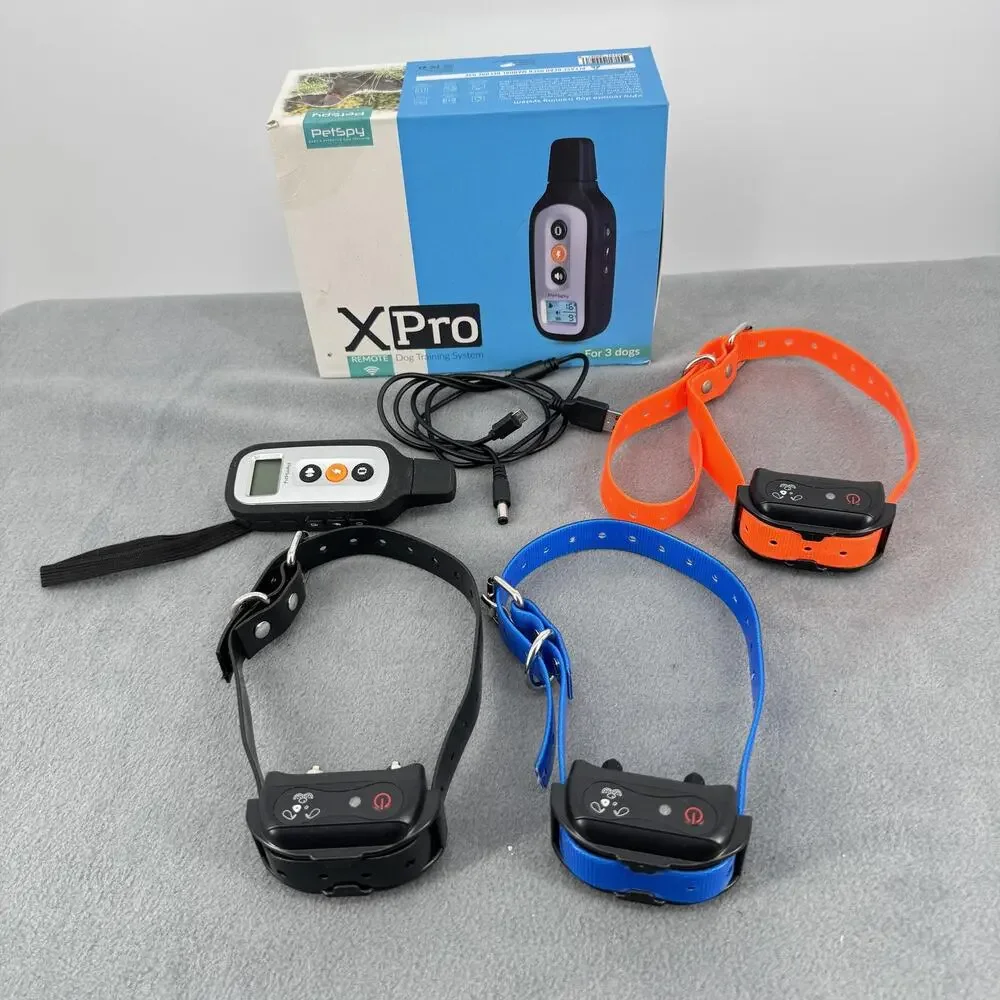 PetSpy XPro Dog Training Collar System Remote 3 Collars Multicolor Rechargeable