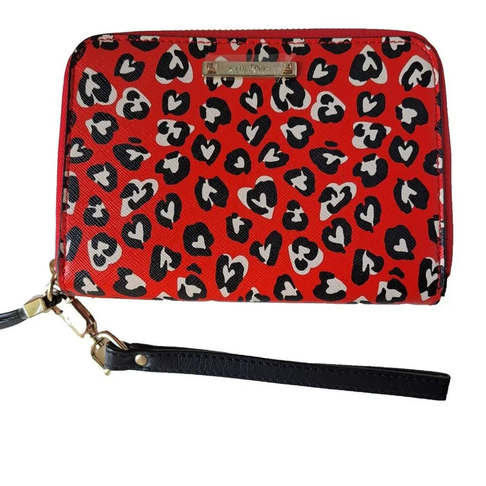 Stella & Dot Wild Hearts Tech Clutch Red Zip Wallet Wristlet Love Valentine 7x5