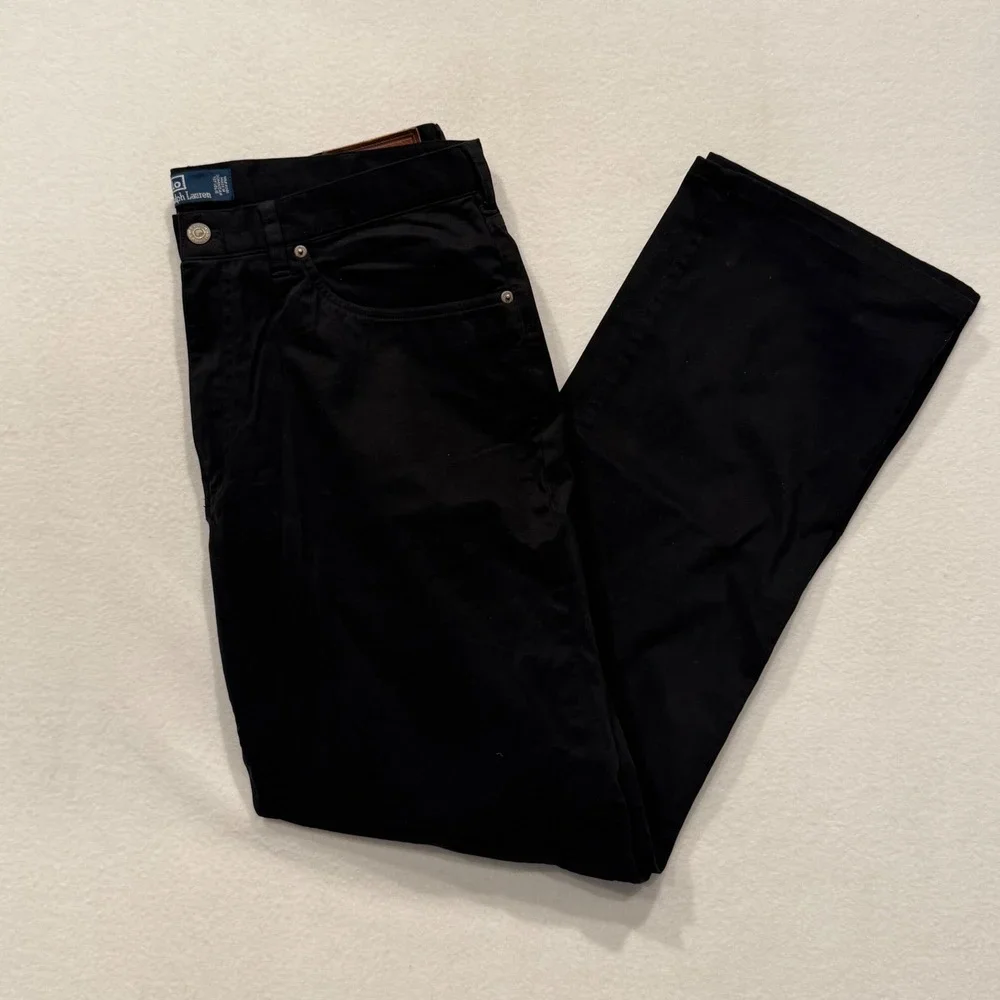 Polo Ralph Lauren Mens Authentic Dungarees Black Stretch Pants‎ 36x32