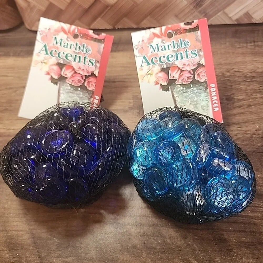 Lot of 2 Panacea Decorative Gem Marble Accents‎ Cobalt Blue & Ice Blue Gems NWT