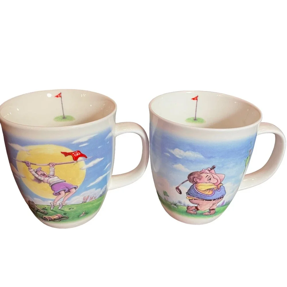 Savoir‎ Vivre London New Bone China Golf Coffee Mugs Lot of 2