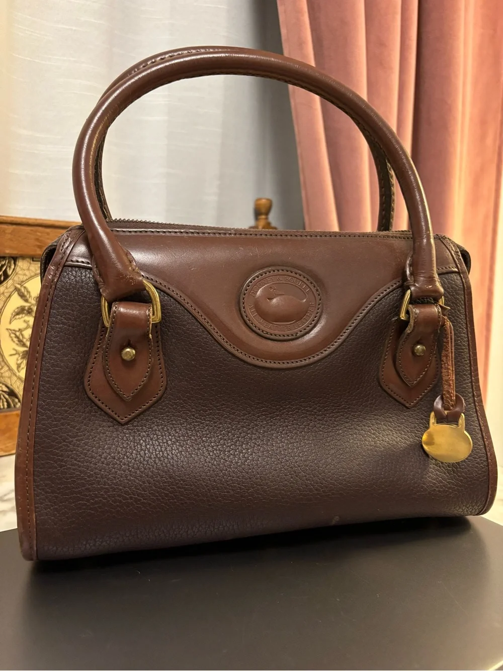 Vintage Dooney and Bourke Brown Leather Satchel Handbag