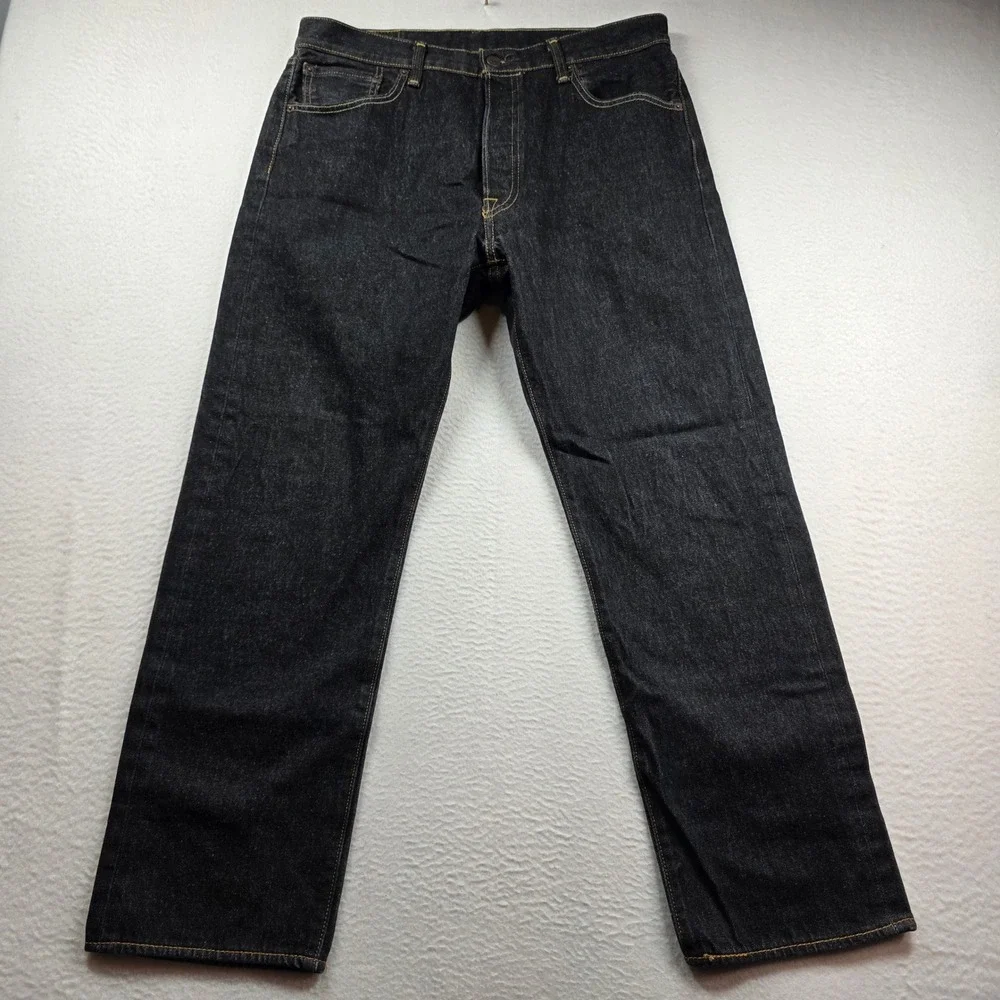 Levi's‎ 501 Original Fit Jeans Mens 36x32 Dark Indigo Button Fly Straight Leg
