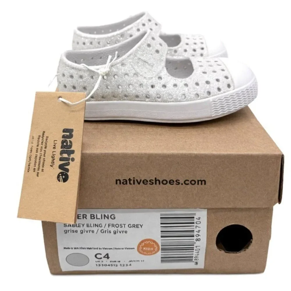 Native Juniper Bling Toddler Mary Jane Slip-on Water Shoes Frost Grey Bling C4