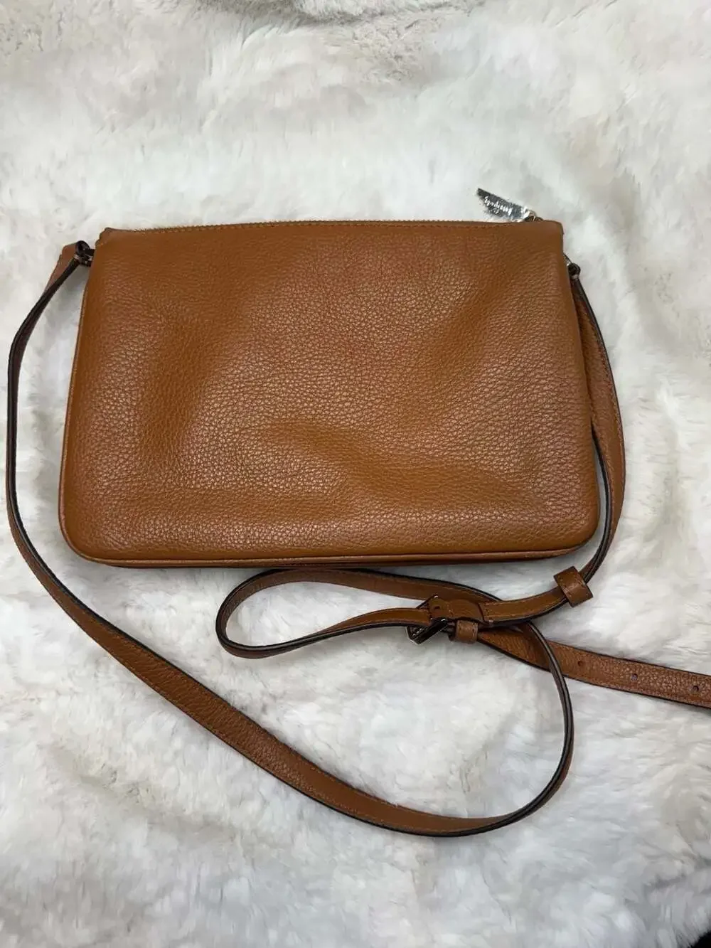 Kate Spade Triple Gusset Crossbody Bag in Warm Ginger Brown Leather