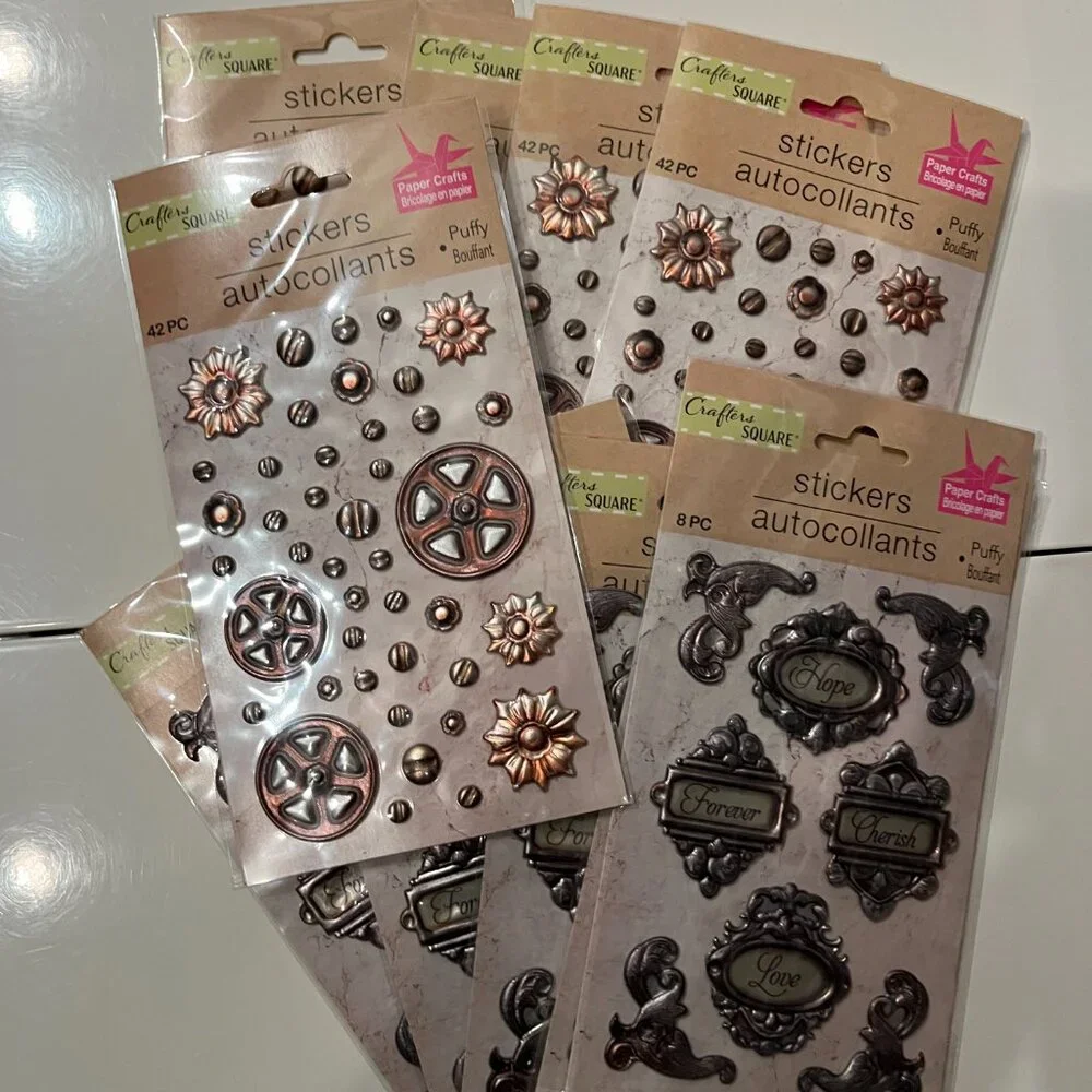 Puffy Stickers‎ -  Ornate Frames Steampunk Industrial  (10 packs) NEW