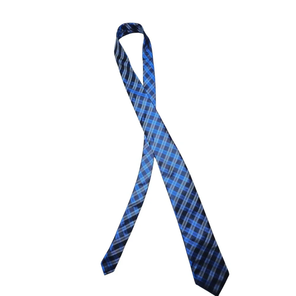 Tommy Hilfiger Mens Blue Plaid Necktie Business Casual Dress Career Interview‎