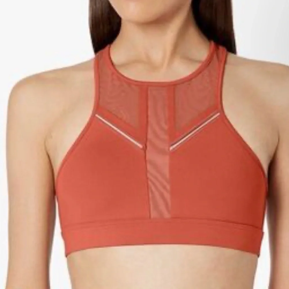 Alo Yoga Half Moon Sports Bra Rust Red Small high Neck‎ Racerback light support