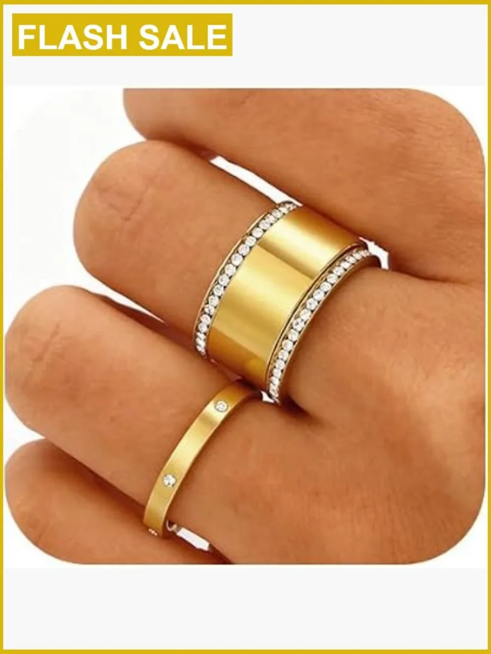 3 Pack Stackable Rings for Oura Ring - Cubic Zirconia Stainless Steel Stacking