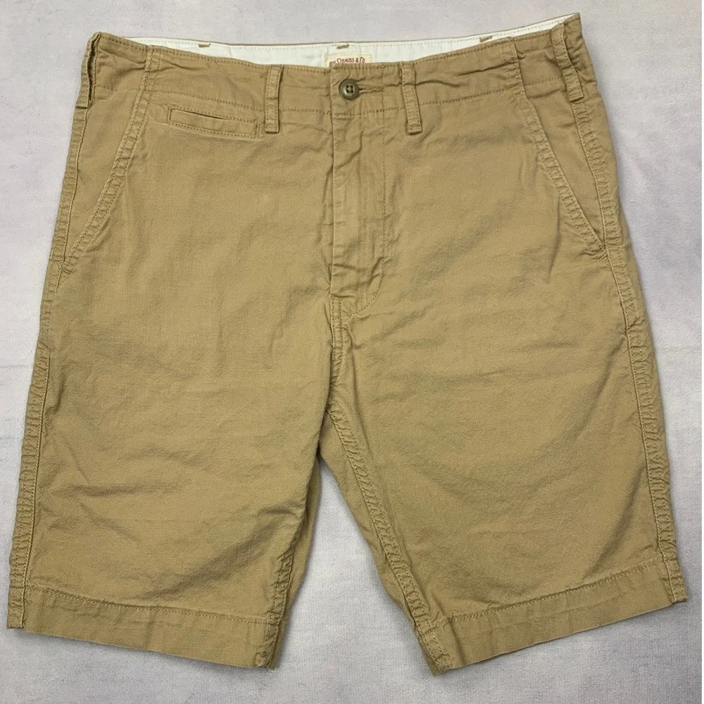 Levis‎ 541 Athletic Fit Shorts Mens 30 Khaki Tan Chino Stretch 52438-0006
