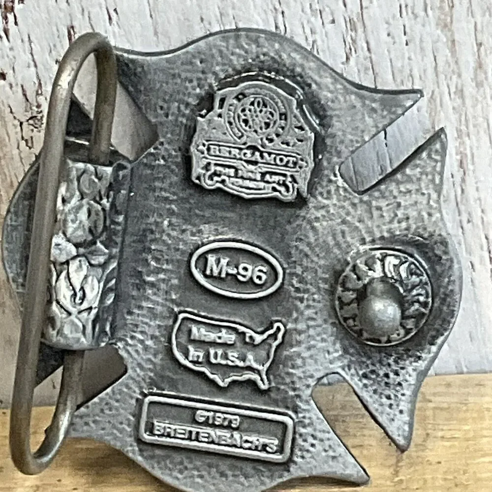 Bergamot Fire Department Belt Buckle 1979 Mens Badge FD‎ First Responder