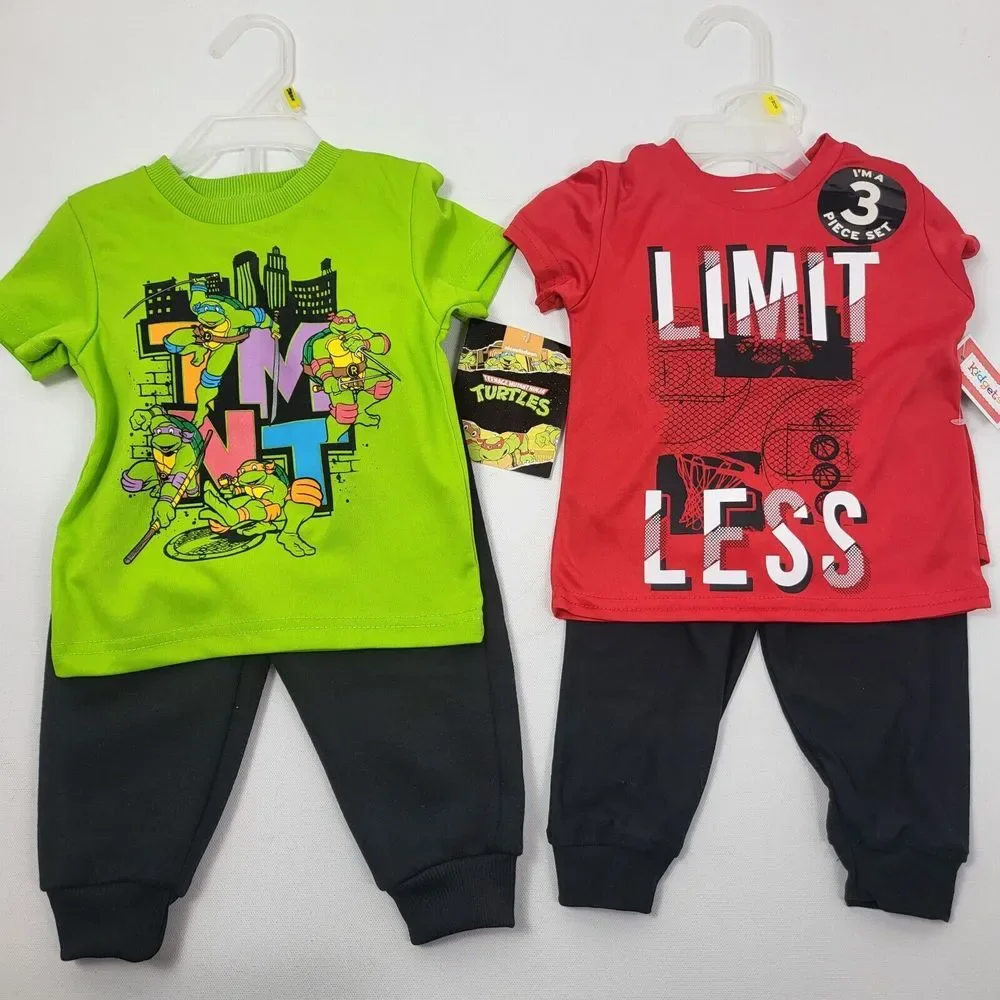 Size 12M Teenage Mutant Ninja Turtles 2 pc Jogger Set & 3 Pc Kidgets Outfits New