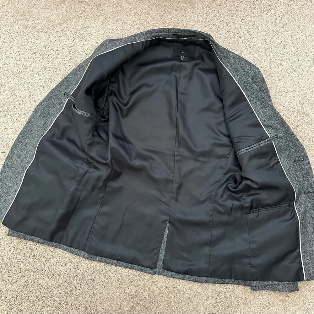 Slim Fit Charcoal Grey & Black Blazer Jacket With Elbow Patches - Fall / Office