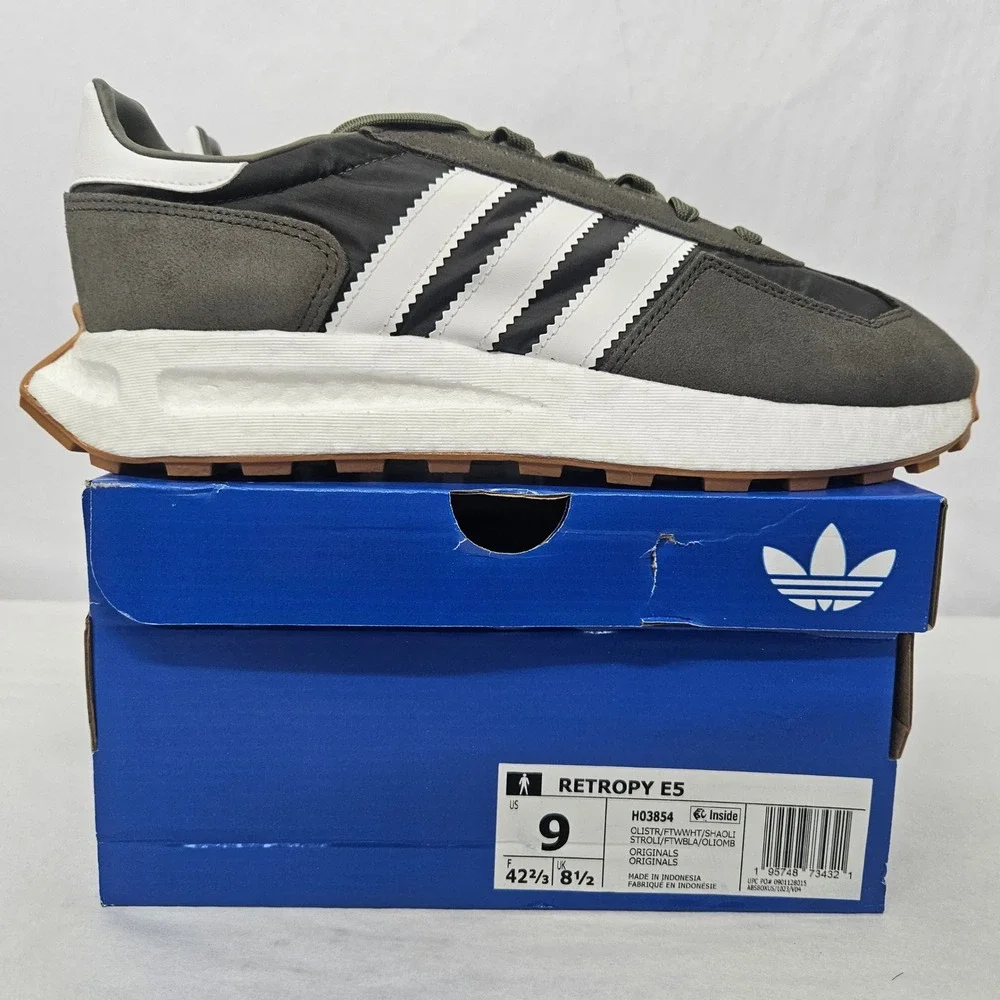 Adidas Retropy E5 Casual Sneakers H03854‎ Olive White Gray Boost Mens Size 9