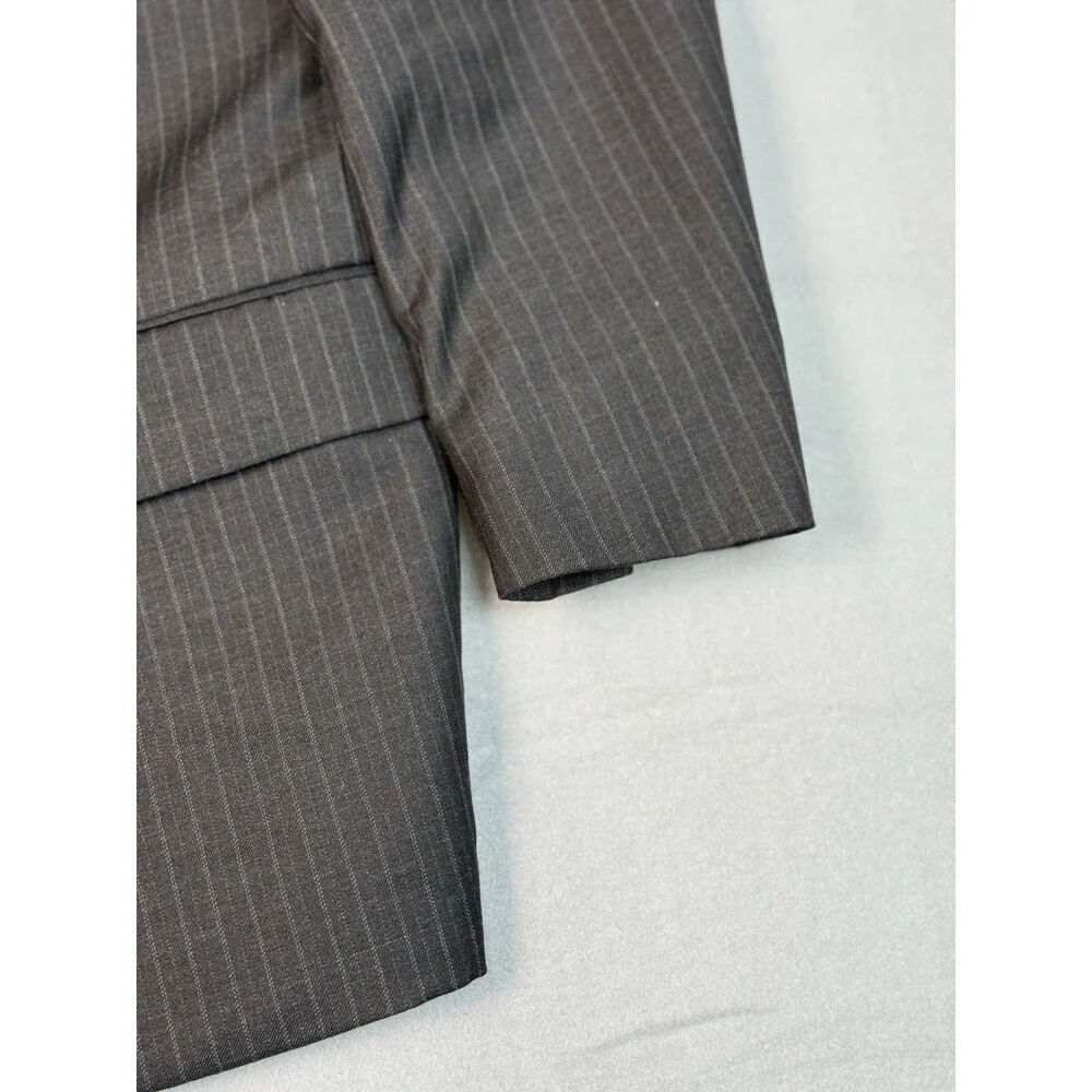 Tasso Elba Mens Black Striped Sport Coat Suit Jacket Blazer Size‎ S42 - 90% Wool