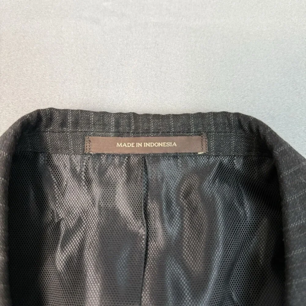 Tasso Elba Mens Black Striped Sport Coat Suit Jacket Blazer Size‎ S42 - 90% Wool