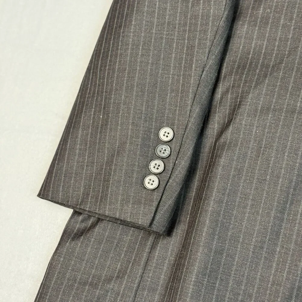 Tasso Elba Mens Black Striped Sport Coat Suit Jacket Blazer Size‎ S42 - 90% Wool