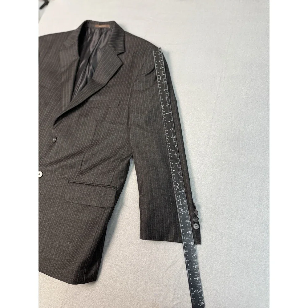 Tasso Elba Mens Black Striped Sport Coat Suit Jacket Blazer Size‎ S42 - 90% Wool