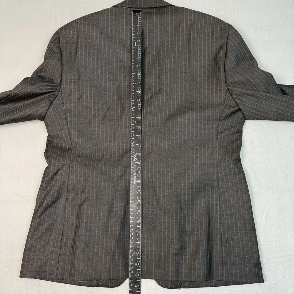 Tasso Elba Mens Black Striped Sport Coat Suit Jacket Blazer Size‎ S42 - 90% Wool