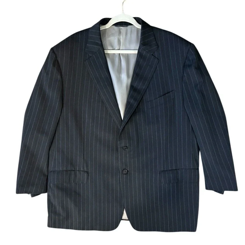 TRUSSINI Charcoal Gray Pinstripe Suit Jacket Blazer Men's Size 54 US IWS Wool