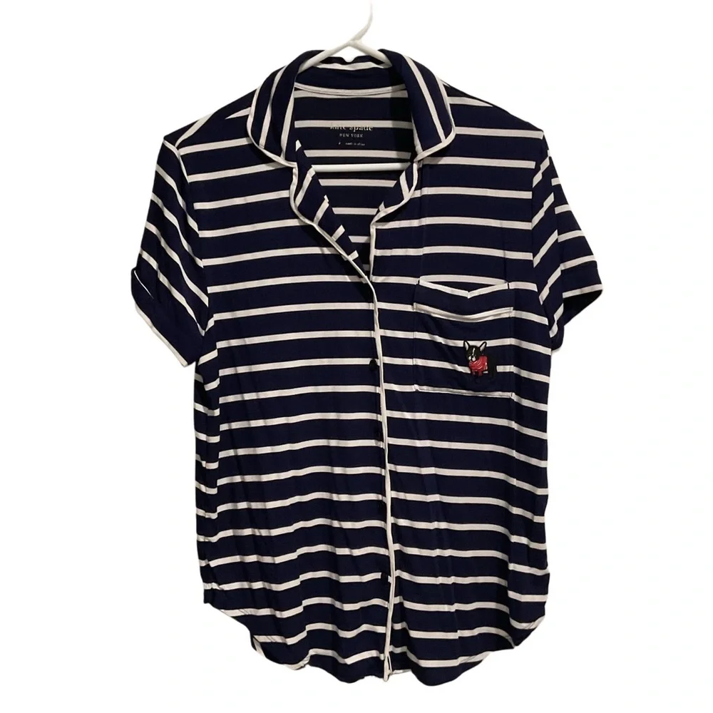 Kate Spade Pajama‎ Top Short Sleeve Blue/White Striped