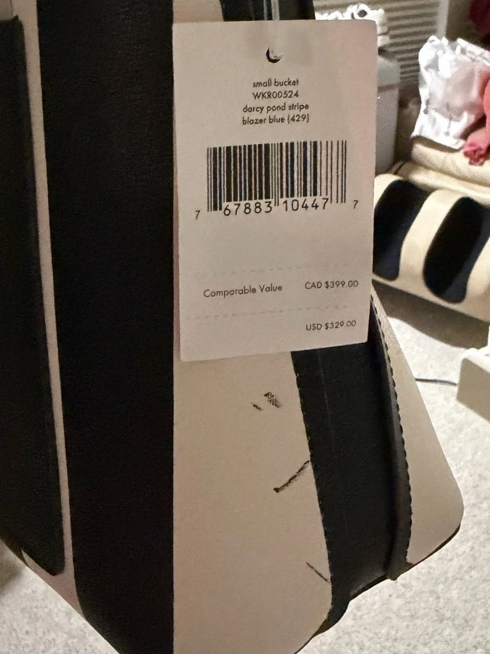 kate spade Navy and Cream Vertical Stripe Crossbody