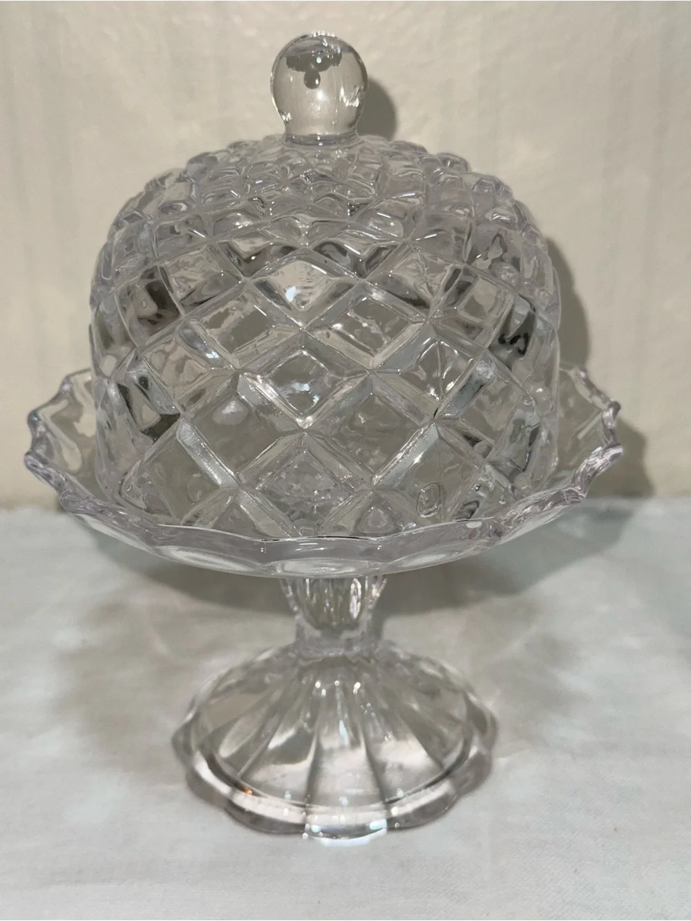 Clear Glass Covered Pedestal Cake Stand