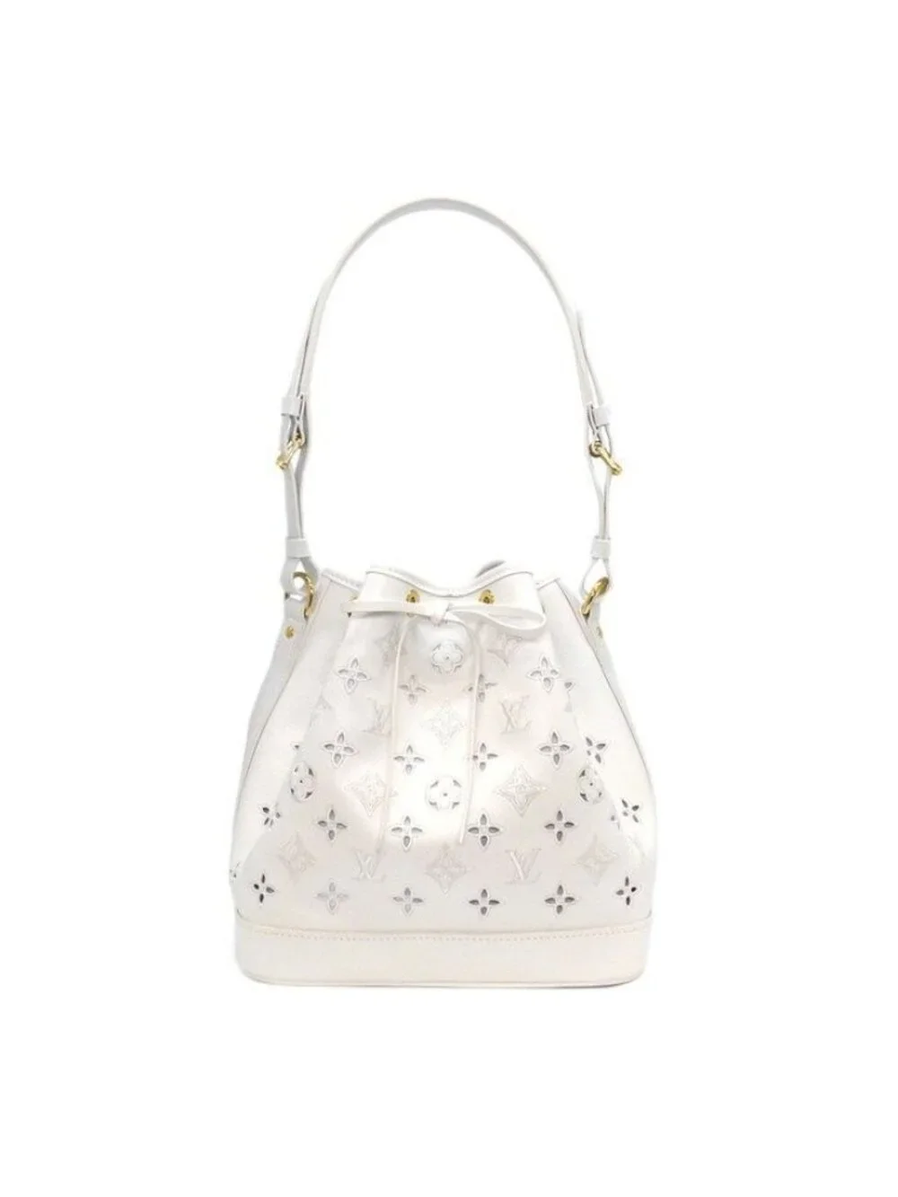 Louis Vuitton Shoulder Bag Noe PM LV Broderie Anne Gray White Cuffleather Gold