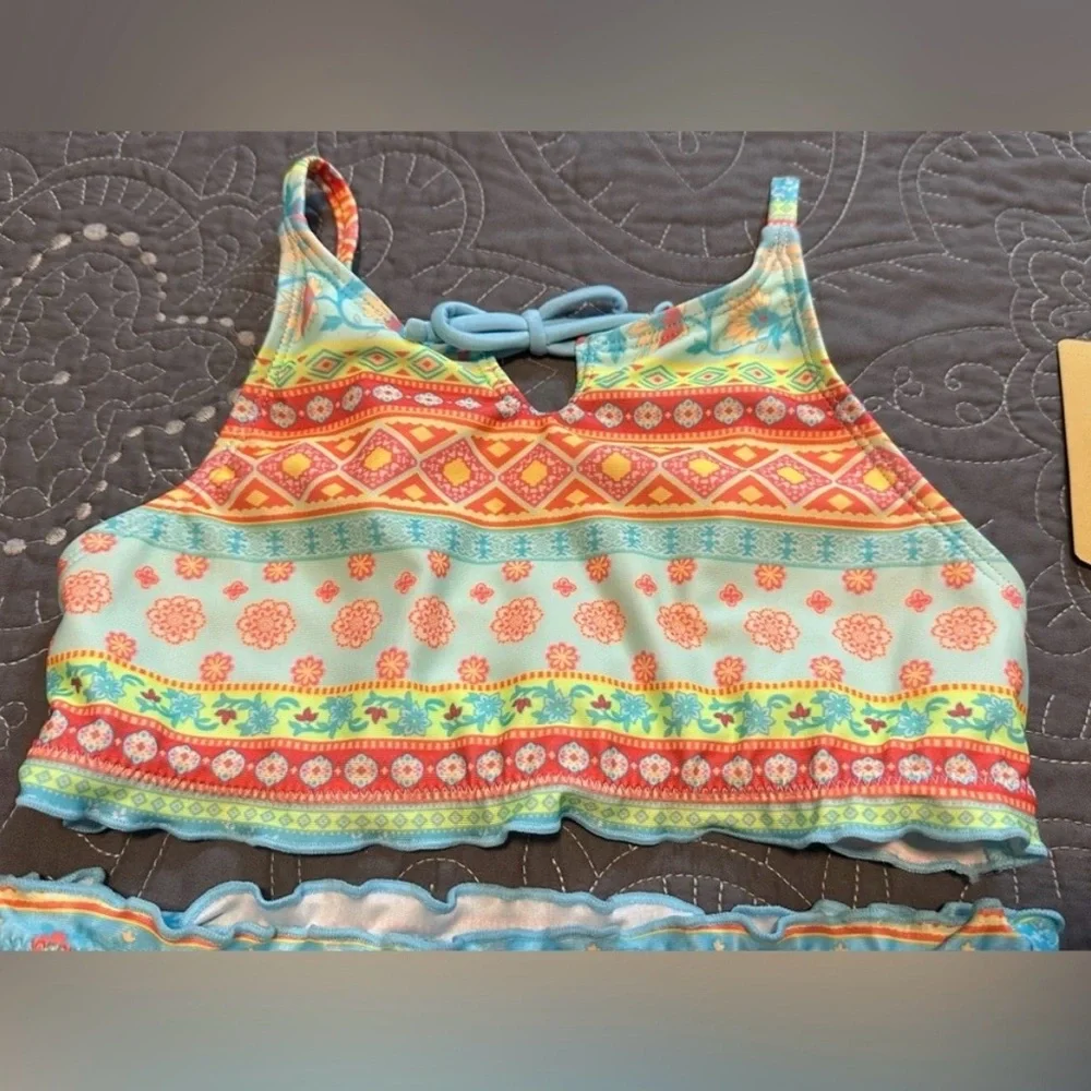 Thereabouts Girls Floral Stripe 2 Piece Bikini Set NWT Size XXS 4/5