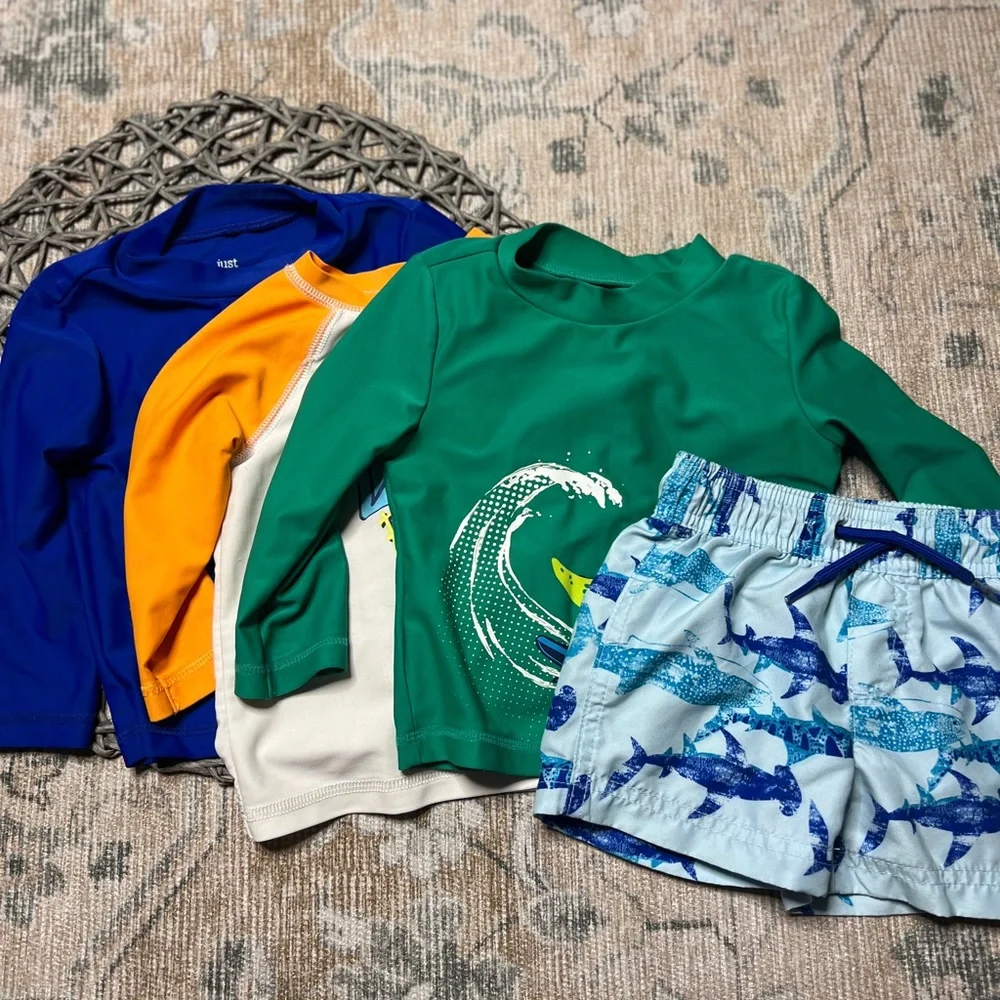 Bundle baby boy long sleeve swim tops and bottoms
