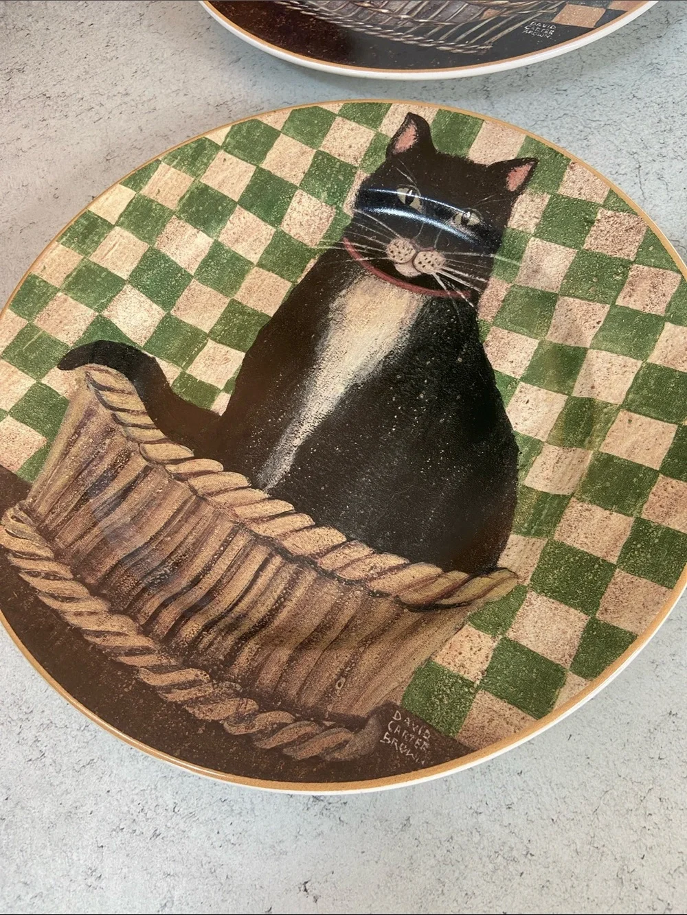 DC Brown Country Kitties David Carter Brown Cat Salad Dessert Plates Set of 4