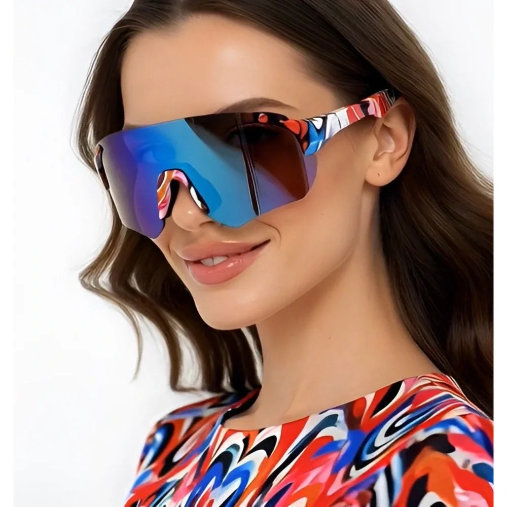 Women Activity Running Glasses Graffiti Print Shield Visor‎ Beach Fashion Lentes