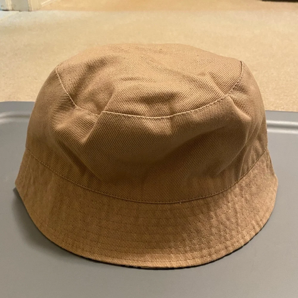 Tan and Plaid Reversible Bucket Hat