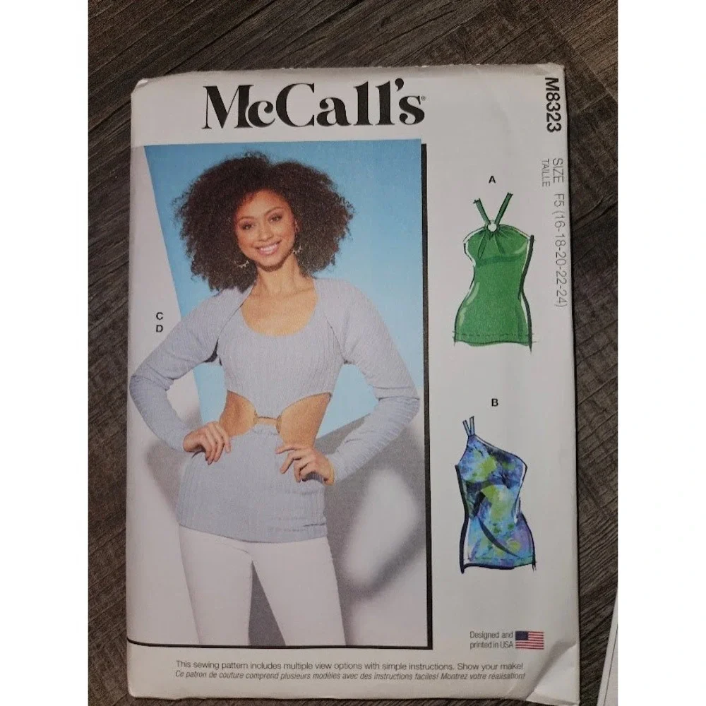 McCalls M8323 Misses Knit Tops and Shrug Sewing Pattern Uncut Size 16-24