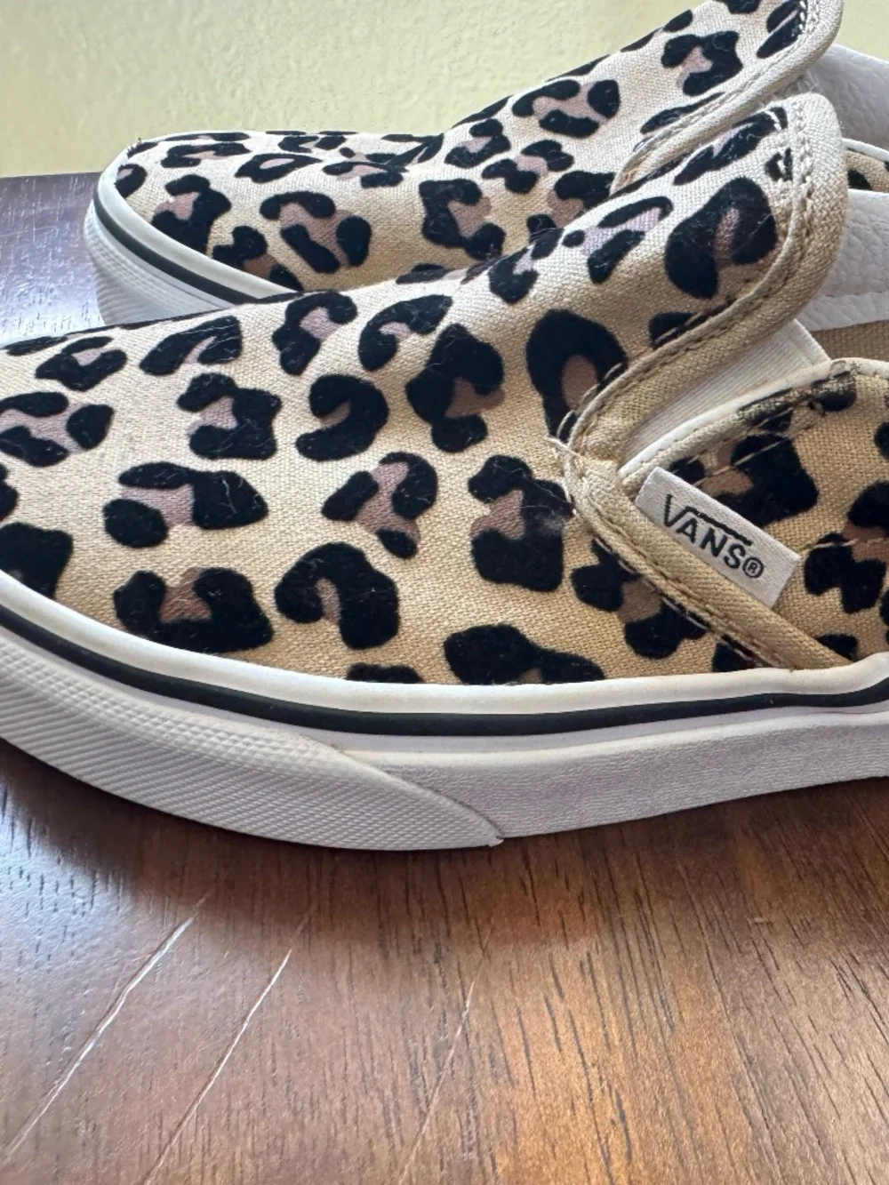 Girls Leopard Print Low Top Vans, Gently Used, Size Size 3 Girls,