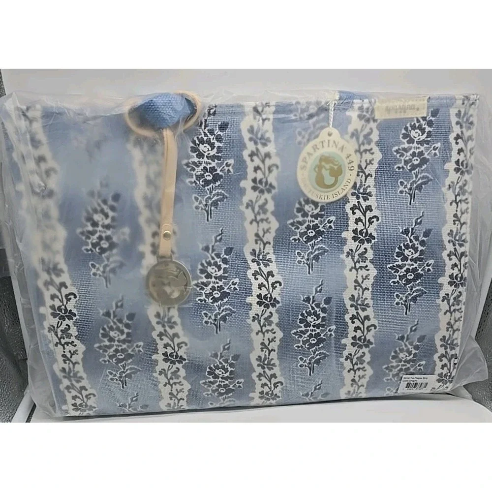 Spartina 449 Market Tote Peeples Song NWT Beachy Boho‎ Blue Floral