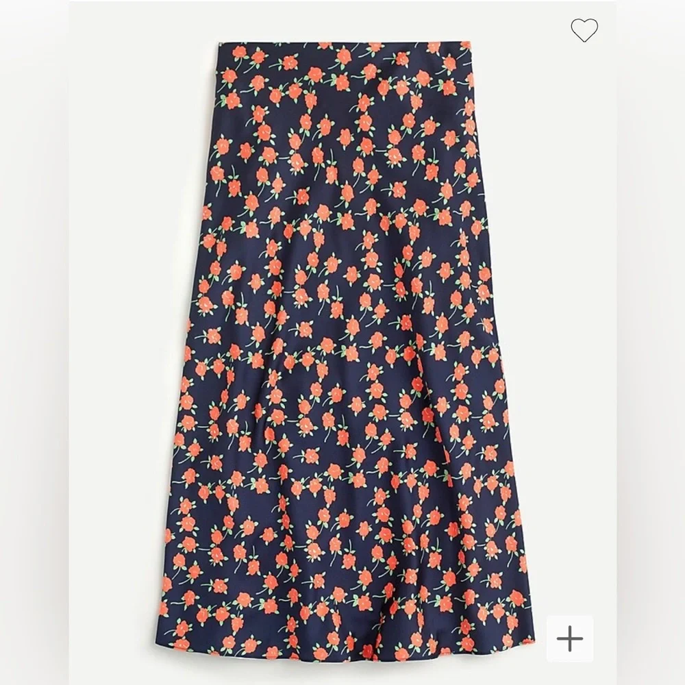 NWT J. Crew Gwyneth Slip Skirt Poppy Fields Floral Blue Orange Size Small