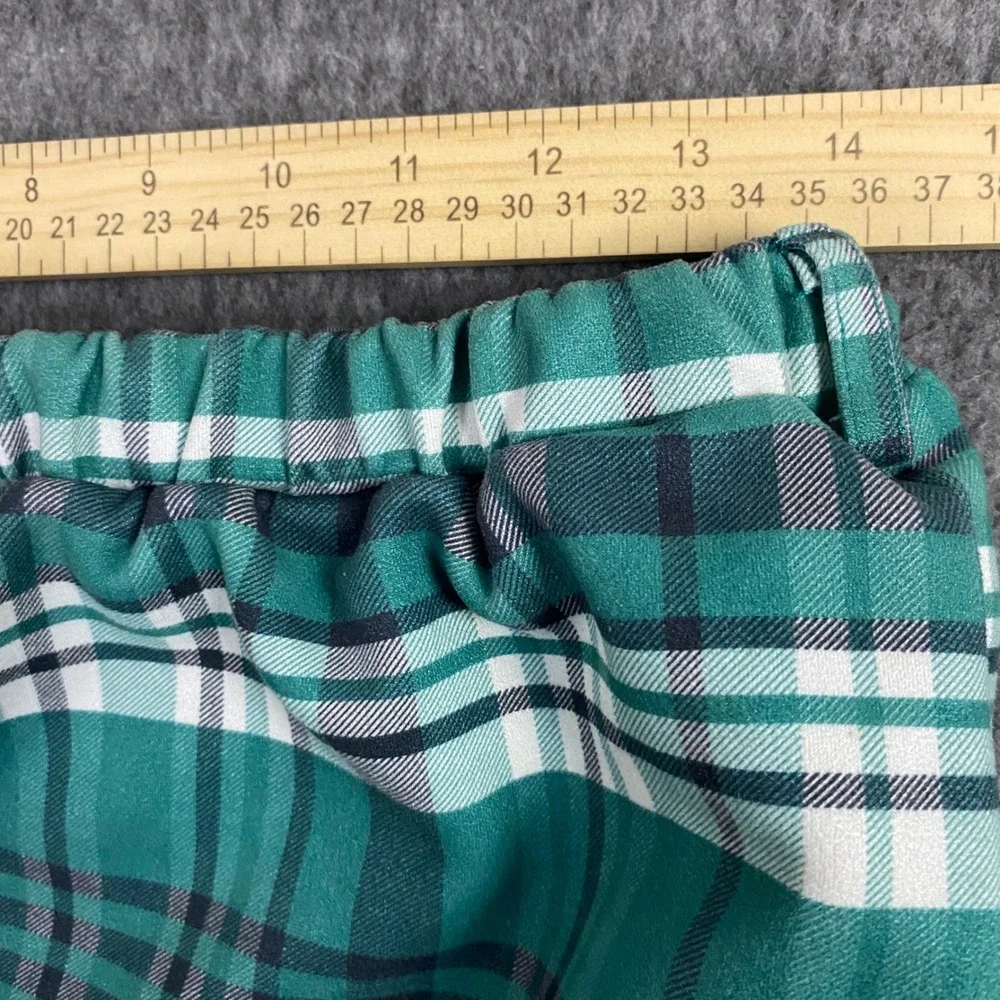 Girls Sz 7/8 Green Plaid Scalloped Hem A-Line Skirt Elastic Waist Preppy School