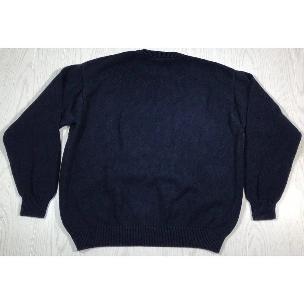 Vintage 90s Jantzen Sweater Men XL Blue Argyle Crewneck 100% Cotton Preppy Golf