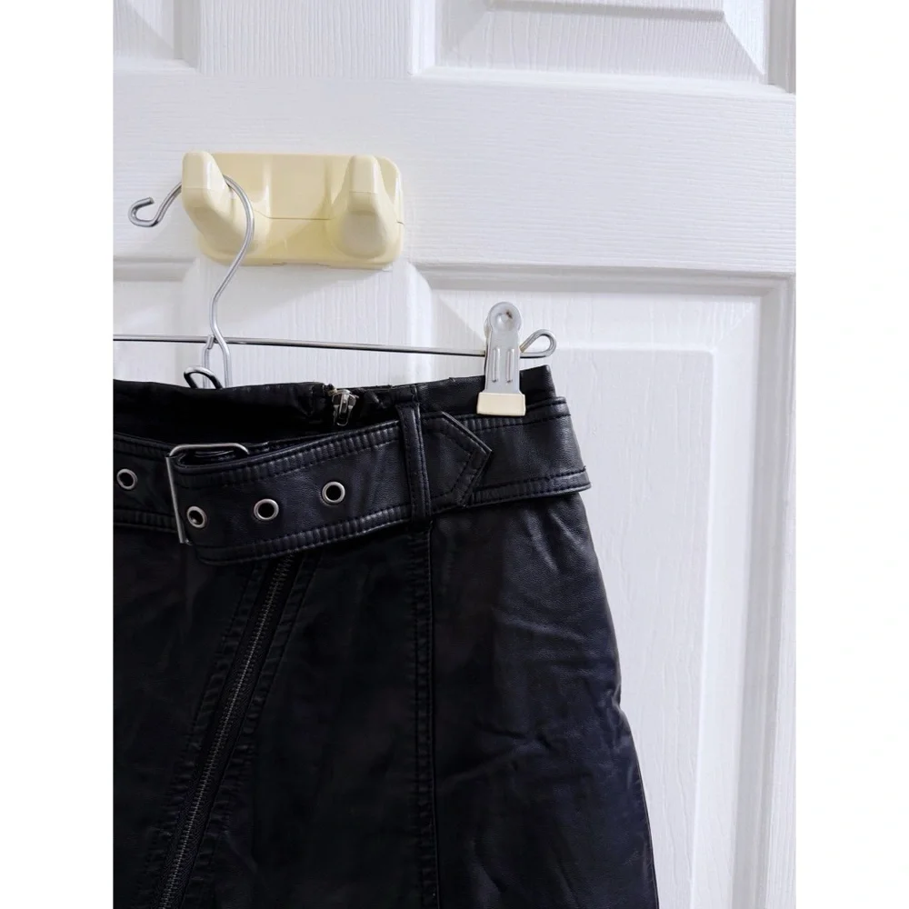 Free People Feelin’ Fresh Vegan Leather Mini Skirt in Black