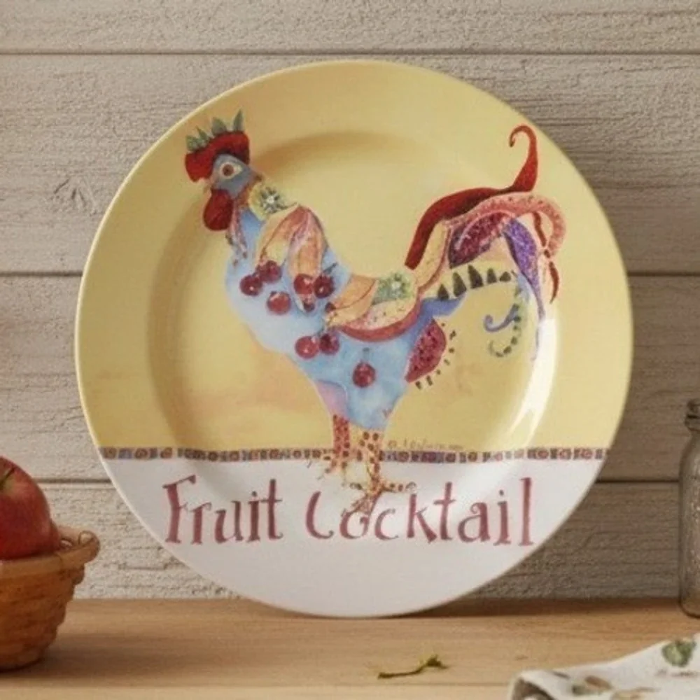 Sharon‎ Neuhaus Fruit Cocktail Luncheon Plate, Vintage Poultry In Motion Series