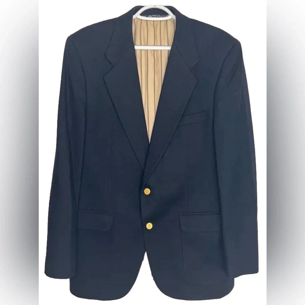 Kingsridge 100% PURE WOOL USA🇺🇸TAILORED 2 Button Blazer Shoulder‎ Pads LARGE